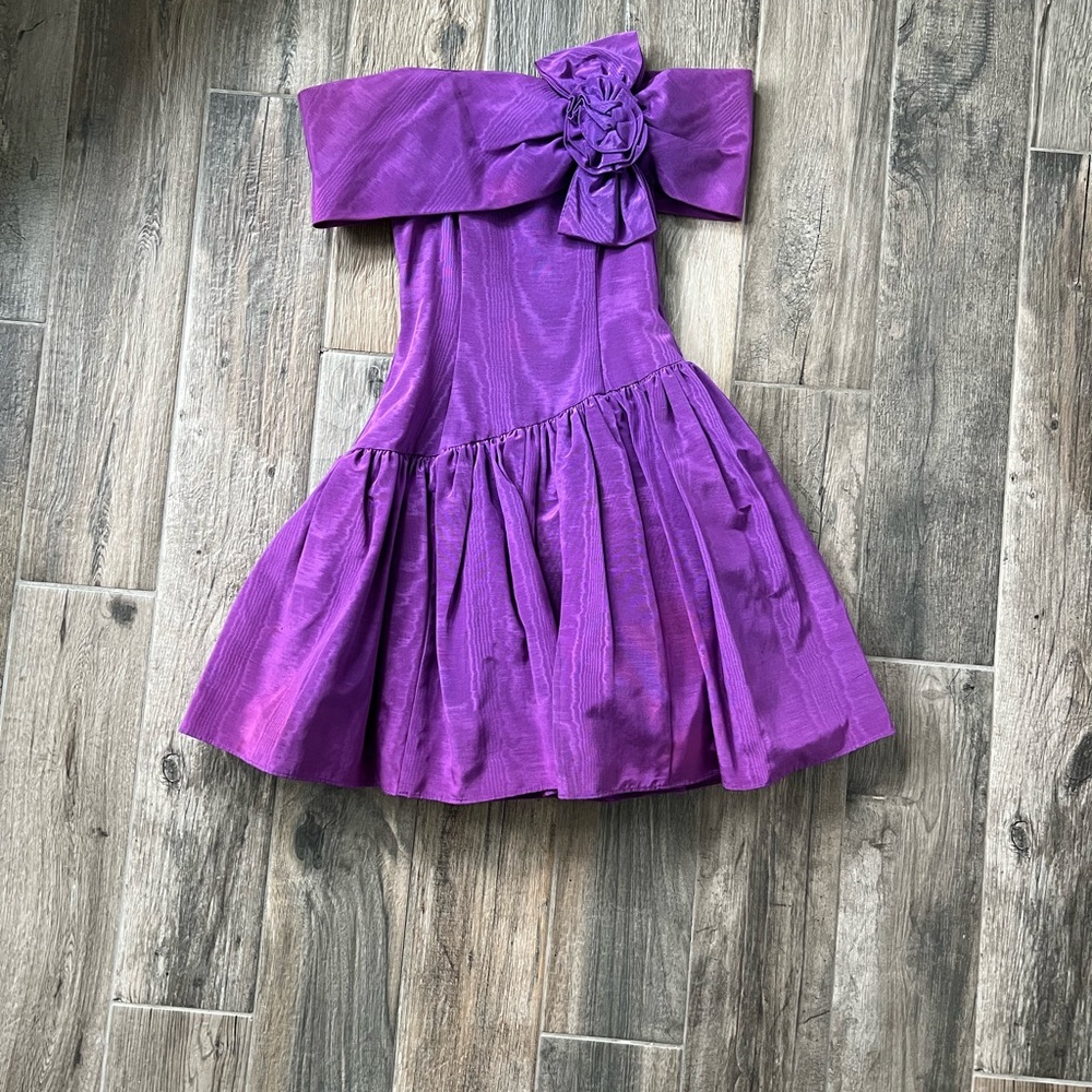 Jessica McClintock Purple Off-Shoulder Dress